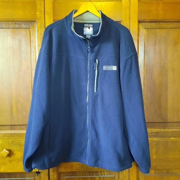 Vintage 90s Big Dogs Polar Dogs High Tech Fleece navy blue fleece zip up jacket - Picture 1 of 13